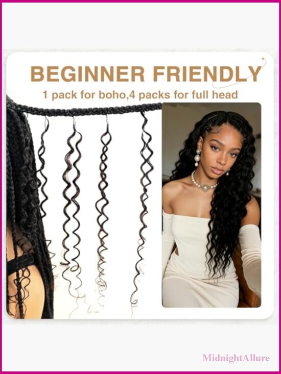 60g 50 Strands Deep Wave Human Crochet Hair Extensions Pre Separated Easy main image 5
